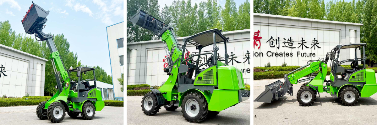 Electric front end loader for garden tractor