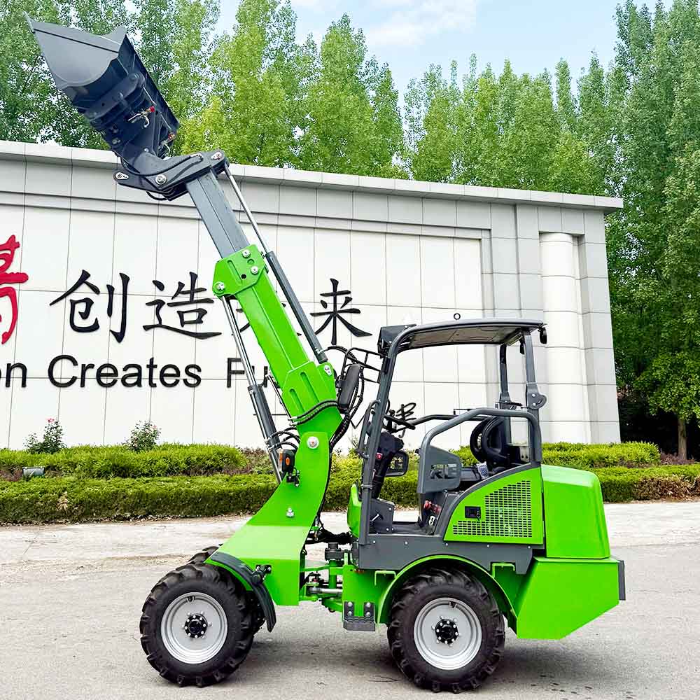 Electric front end loader for garden tractor